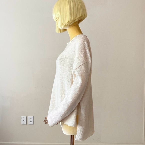 Nili Lotan Pullover Cream Neutrals Long Sleeve Crew Neck Wool Blend Sweater S - Picture 2 of 7